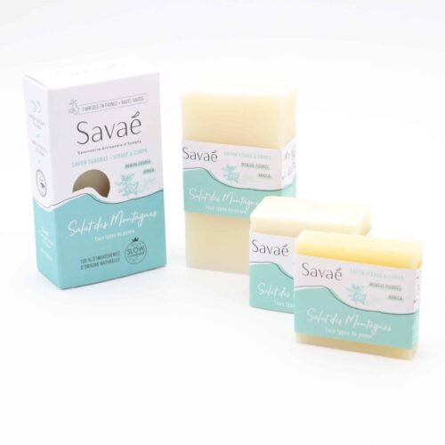 Salut des montagnes - Savon menthe Savon à froid parfumé à l'huile essentielle de menthe poivrée, couleur blanche