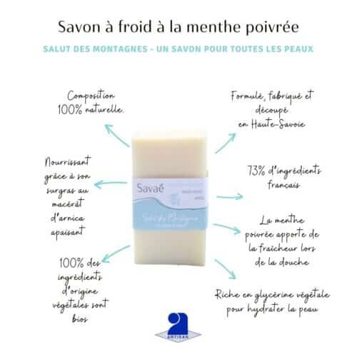 Savon surgras arnica menthe poivrée sportif Savon surgras arnica menthe poivrée sportif